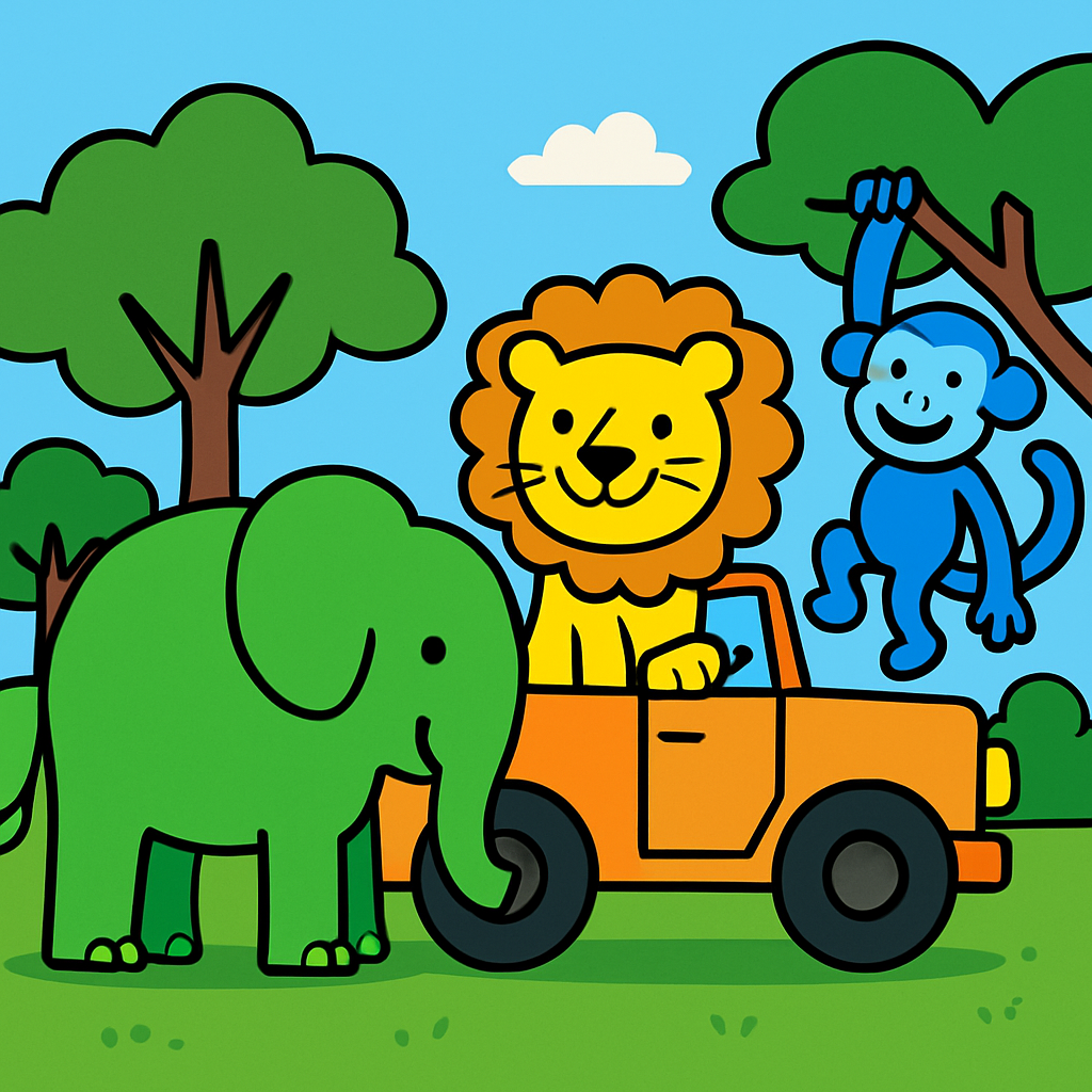 Happy Jungle Safari Adventure paint by numbers