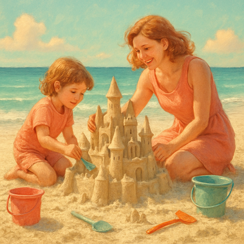 Seaside Sandcastle Teamwork paint by numbers