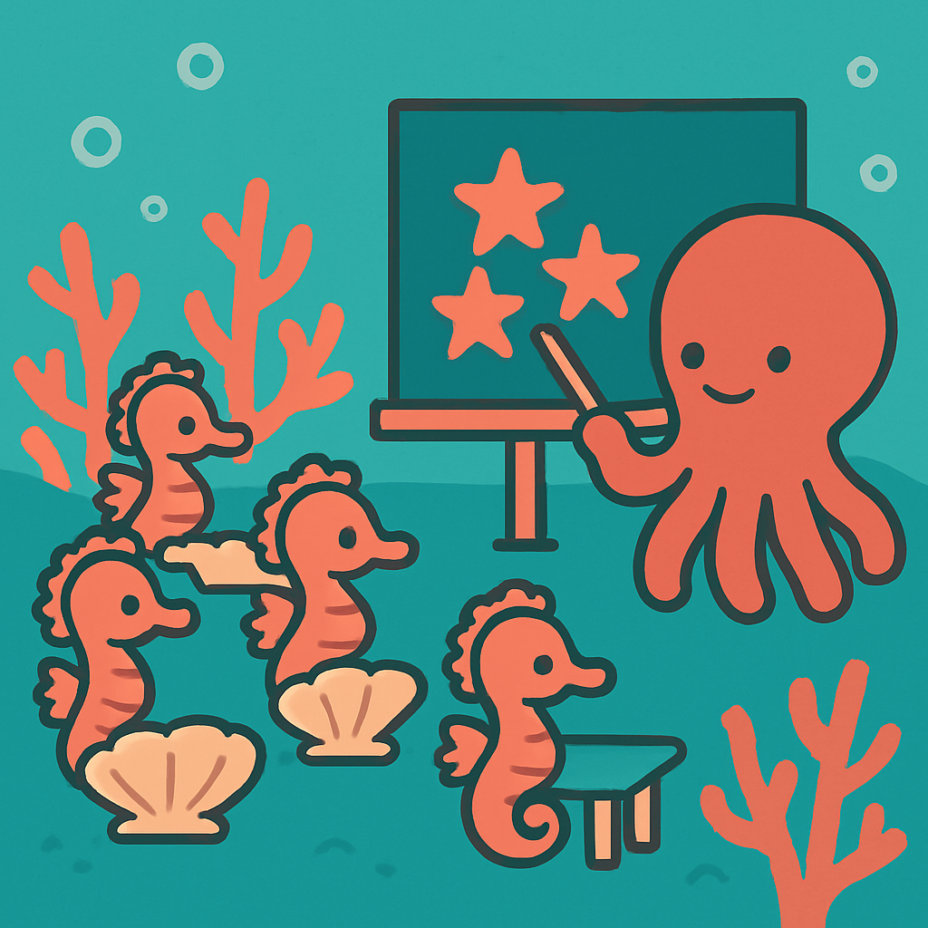 Coral Classroom With Learning Seahorses Painting by numbers kit