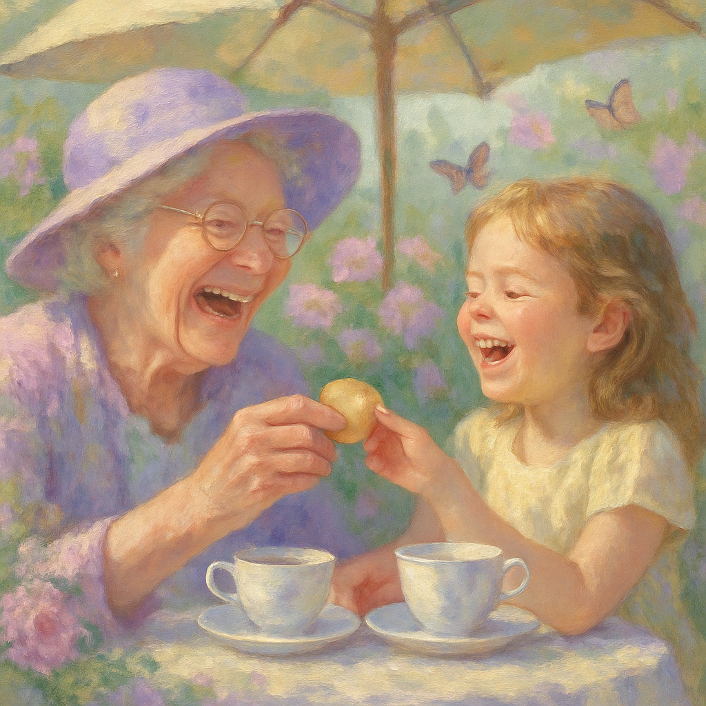 Garden Tea Party With Grandmother And Child Number painting