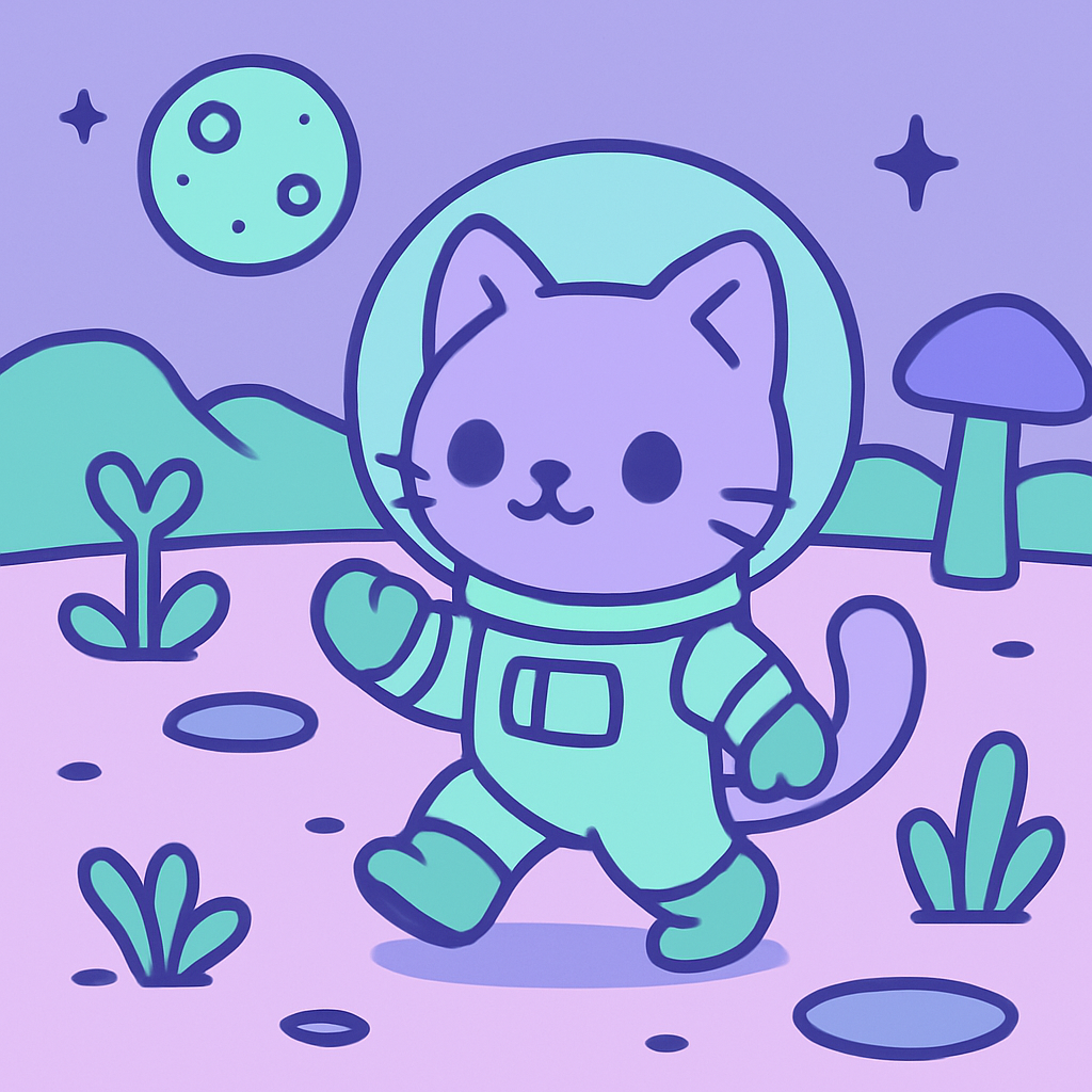 Astronaut Kitten On Planet Play Numbered painting kits