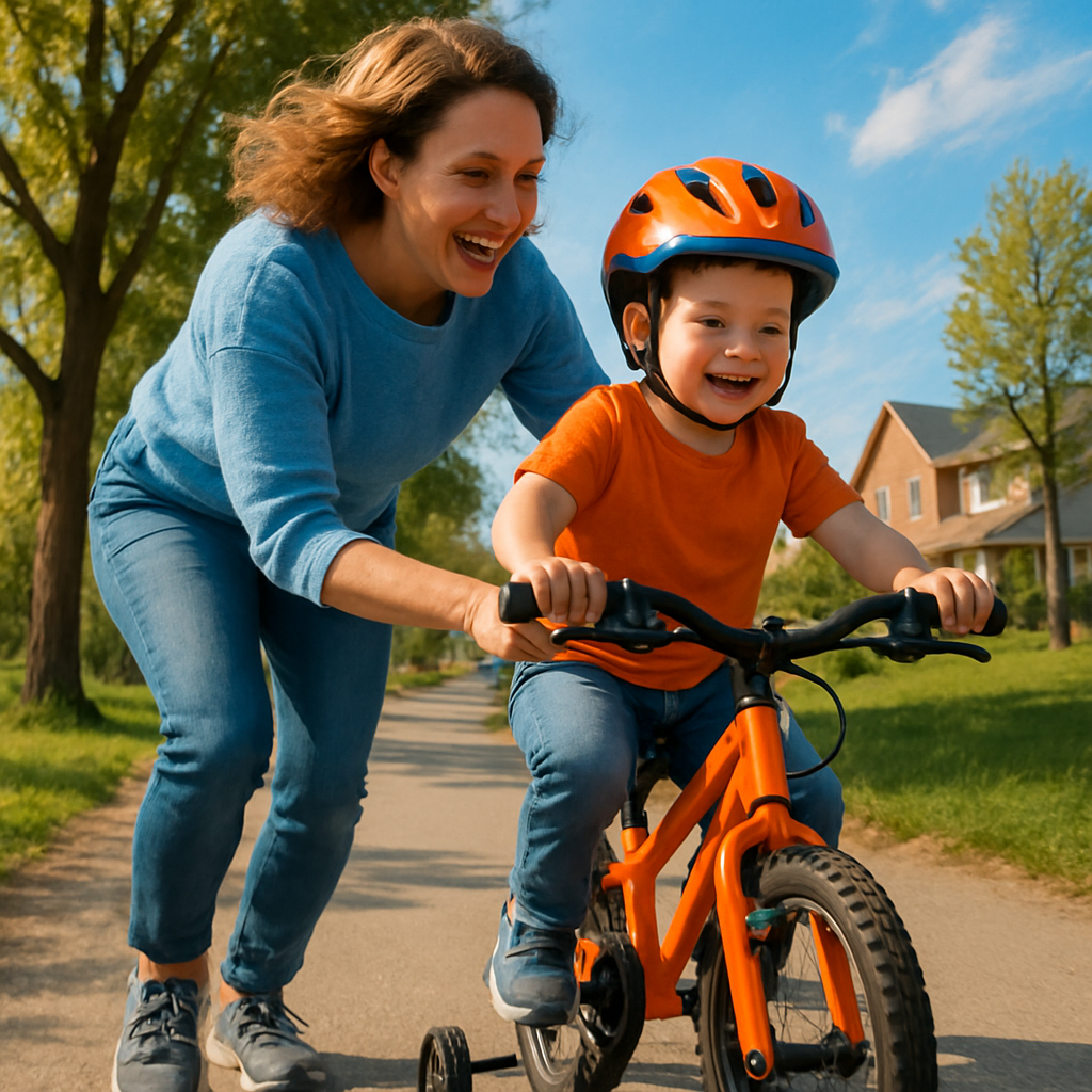 Mom Teaching Bike Riding DIY paint by numbers