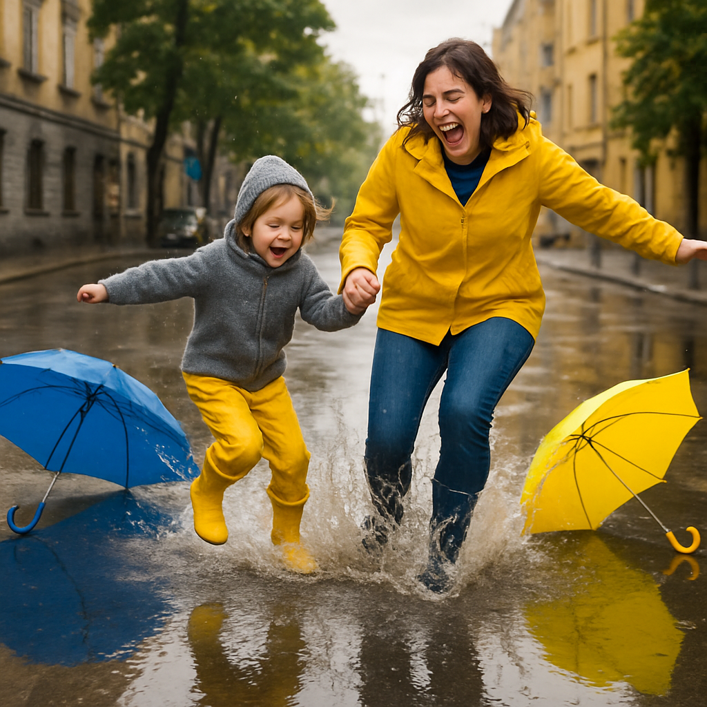 Puddle Jumping After The Storm paint by color