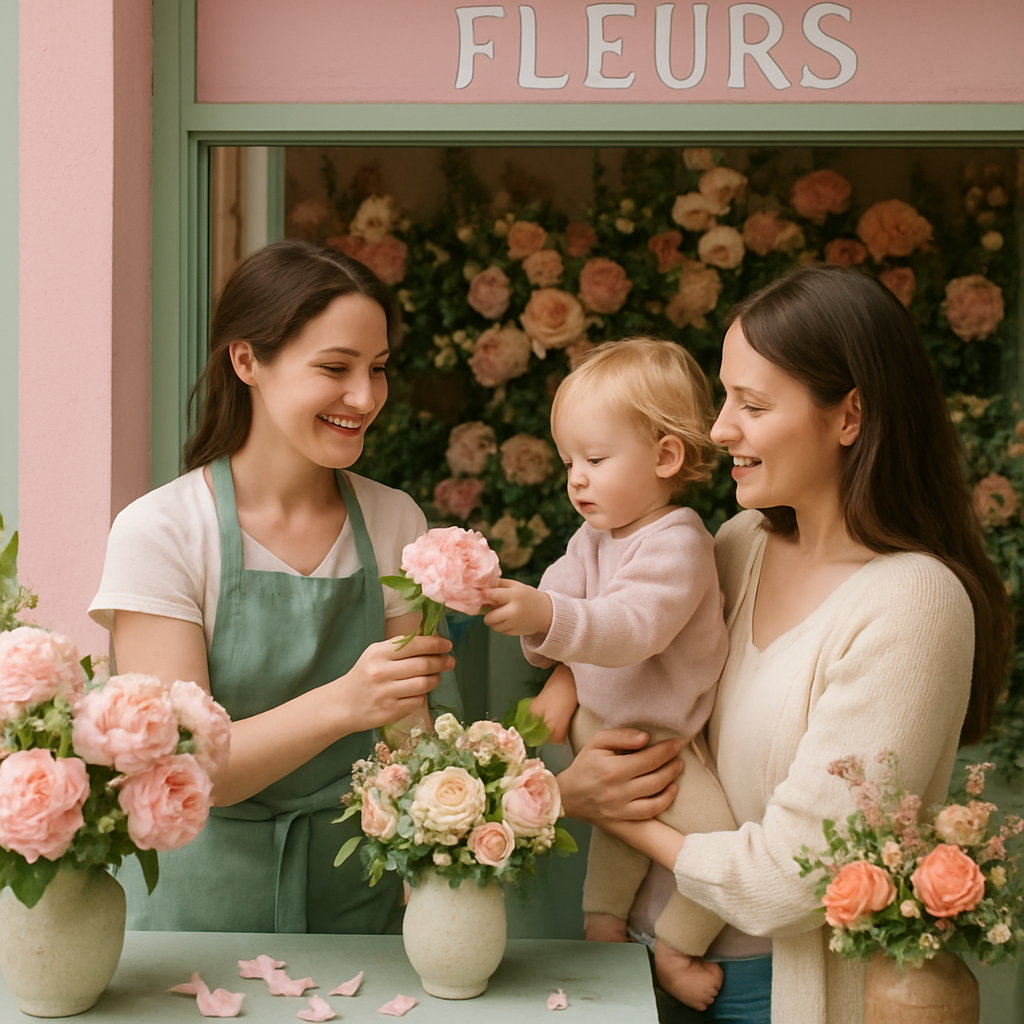 Mother And Child At A Flower Shop Paint by numbers art