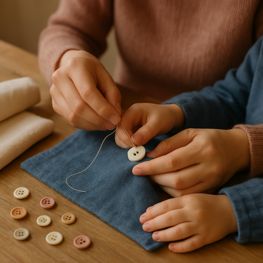 Mom And Child Sewing Buttons Painting by numbers kit