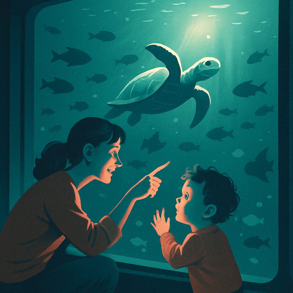 Mother And Child At The Aquarium Number painting