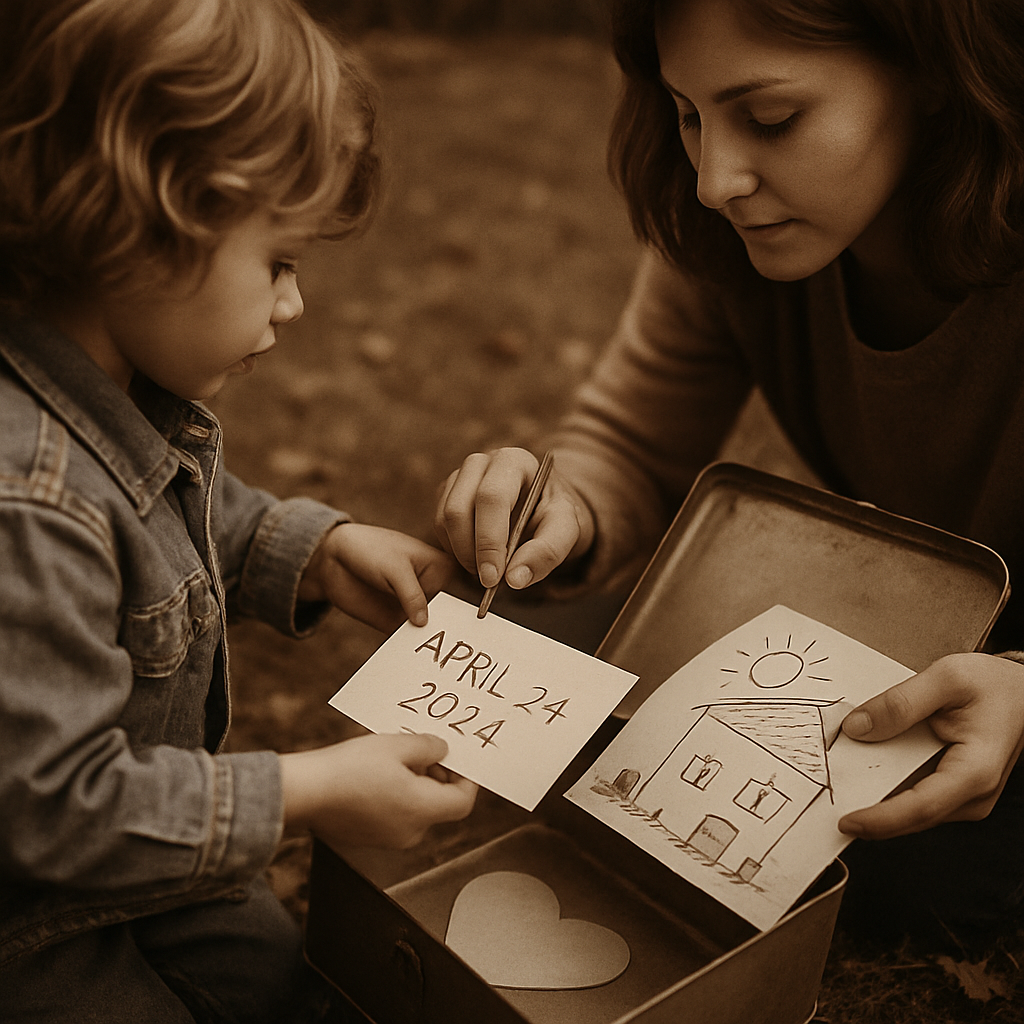 Mom And Child Making A Time Capsule Numbered painting kits