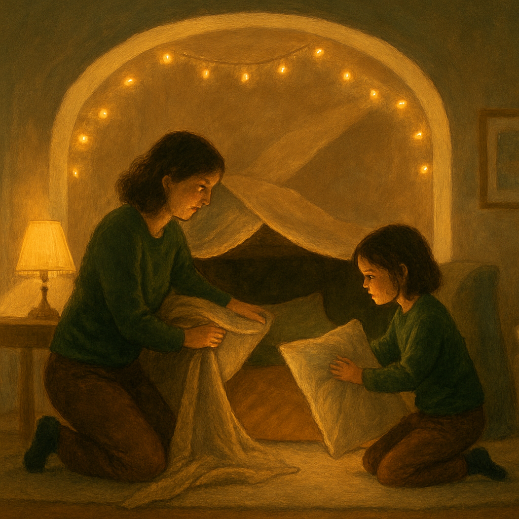 Mom And Child Building A Fort Painting by numbers kit