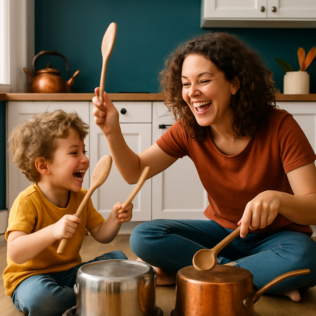 Mother And Child Making Music With Pots painting number kit