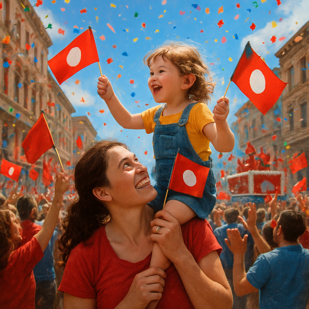 Mother And Child At The Local Parade painting number kit