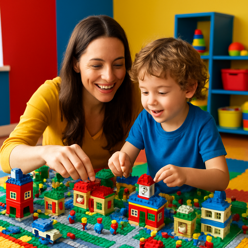 Mom And Child Building Lego City painting number kit