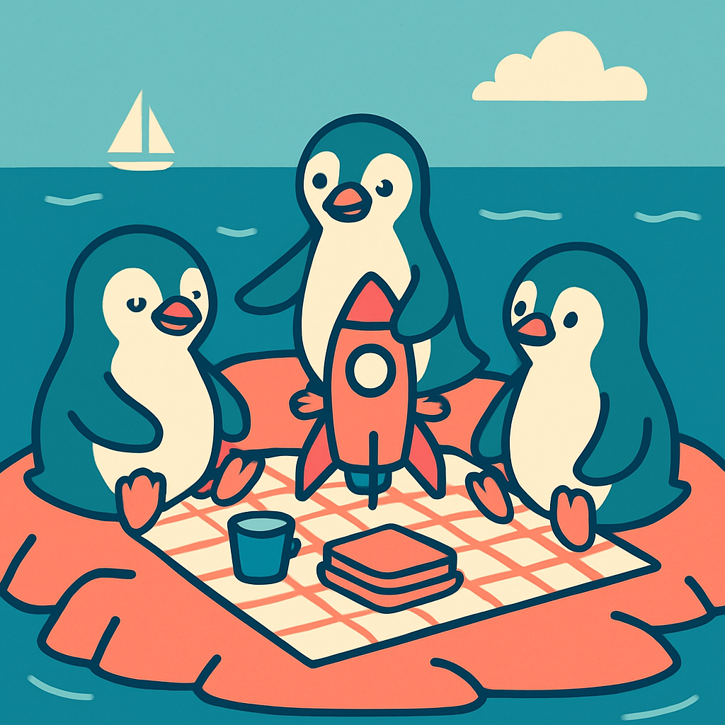 Rocket Penguin Picnic painting number kit