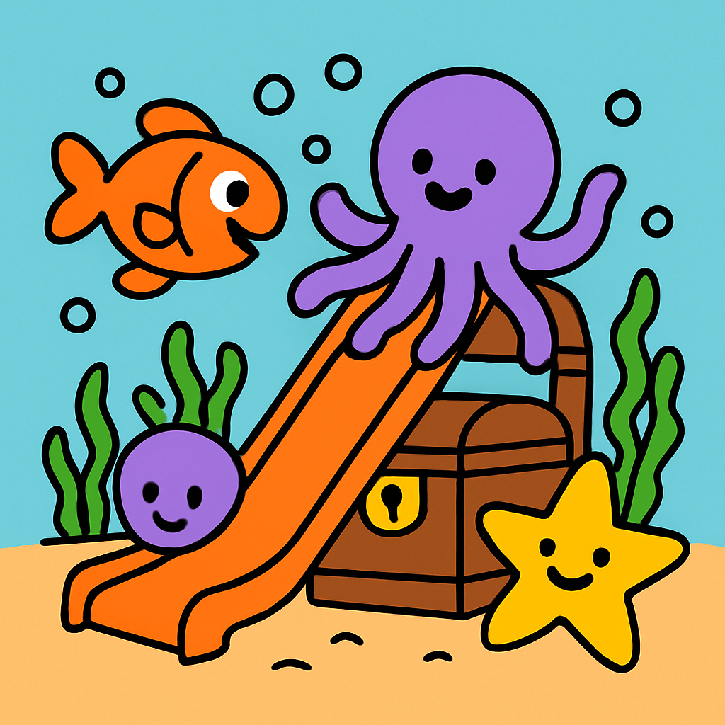 Underwater Playground With Happy Sea Creatures paint by number