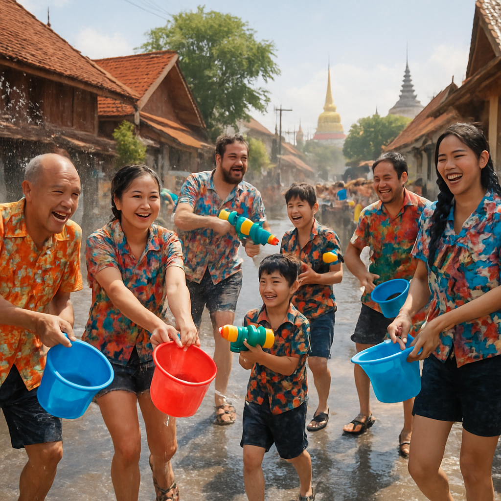 Songkran Water Festival In Chiang Mai painting number kit