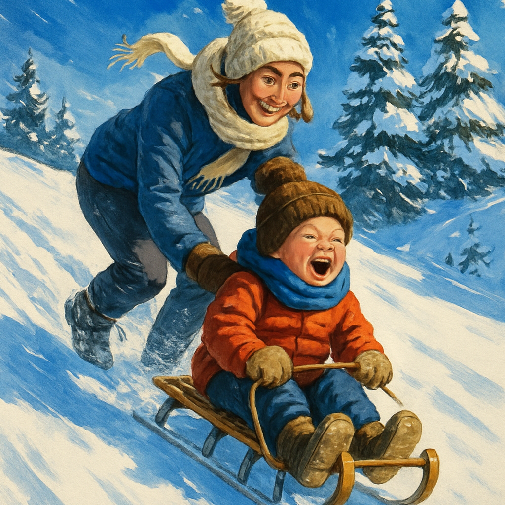 Snowy Sledding Cheer paint by numbers