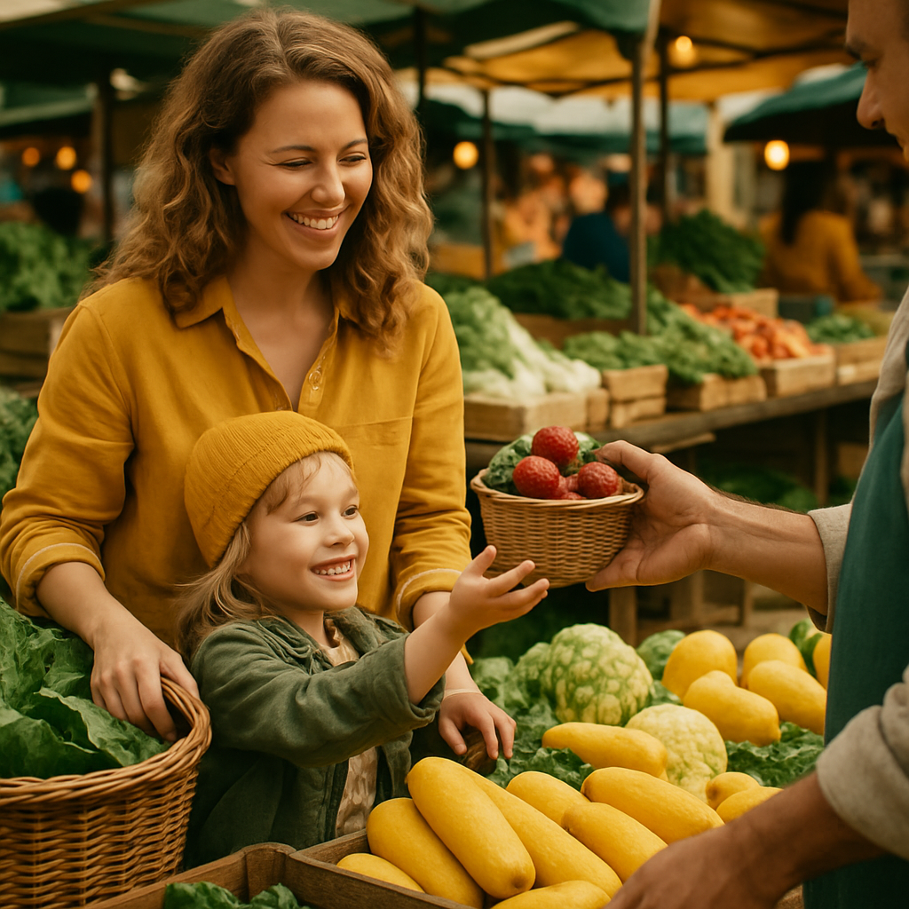 Mother And Child At Farmers Market paint by numbers