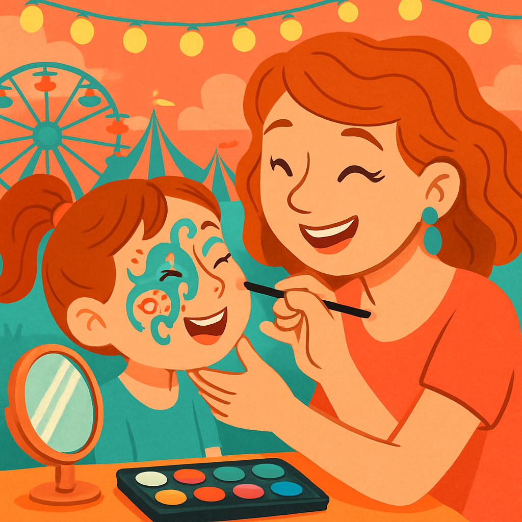 Mother And Child Painting Faces paint by color