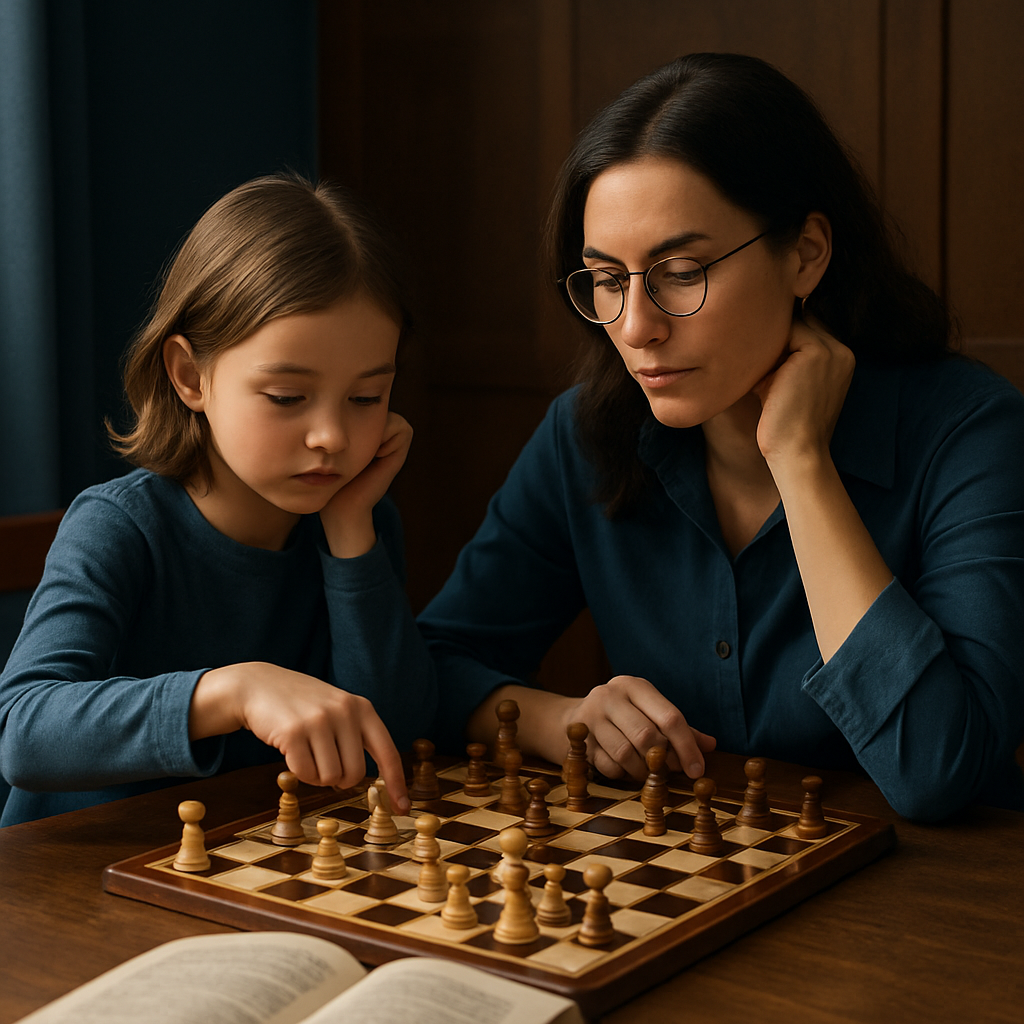 Mother Teaching Chess Painting by numbers kit