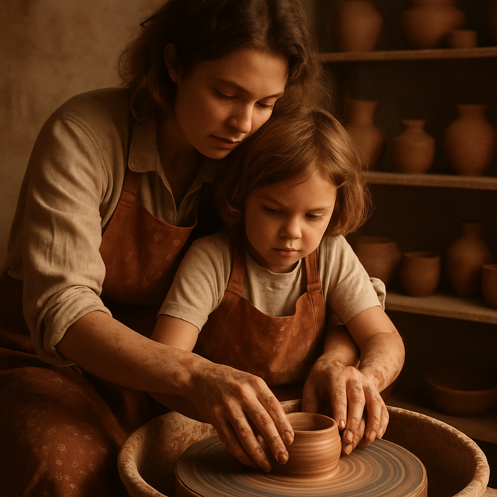 Mother Guiding Pottery Wheel Paint by numbers art