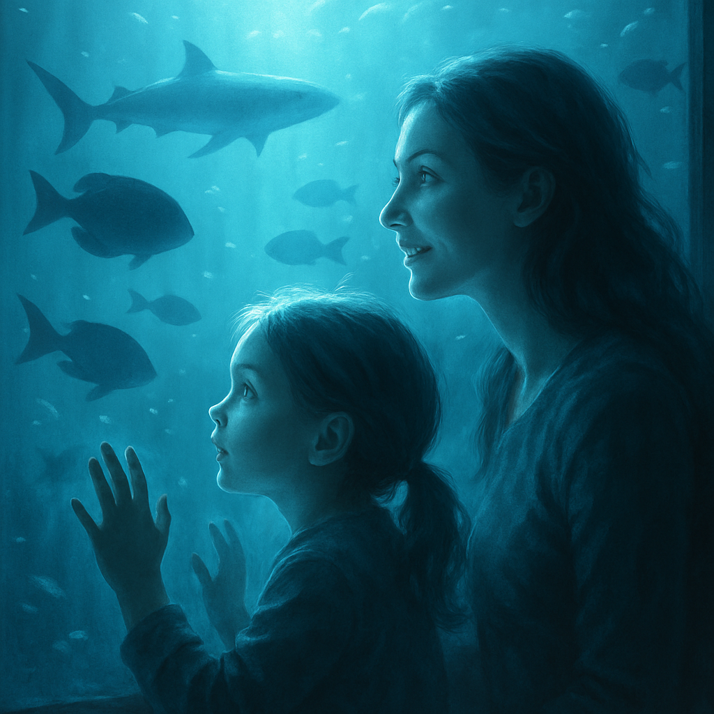 Mother And Child At Aquarium Window paint by number