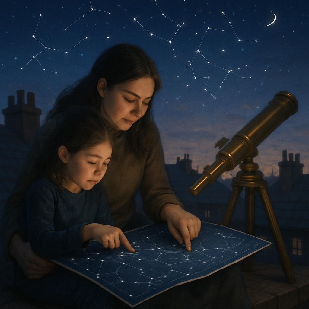 Mother And Child Stargazing With Map paint by numbers
