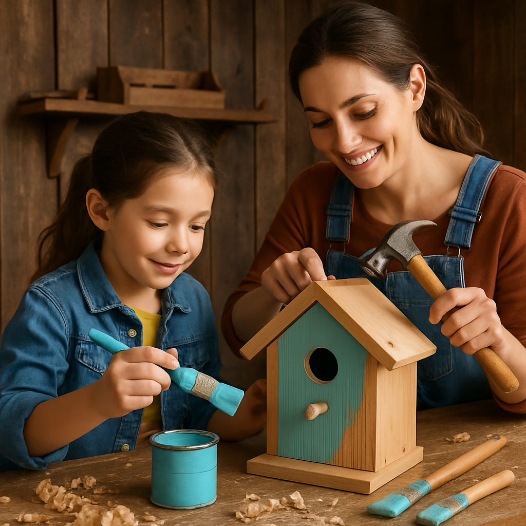 Mother And Child Birdhouse Building painting number kit