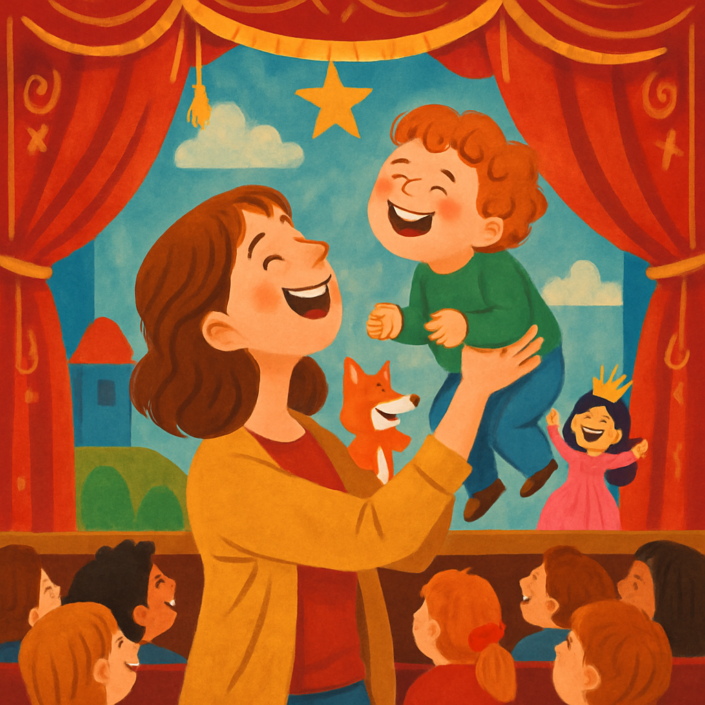 Mother And Child At Puppet Show Numbered painting kits
