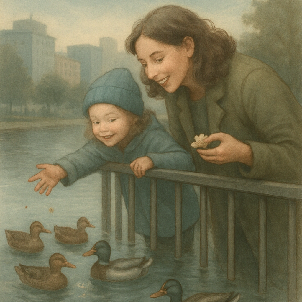 Mother And Child Feeding Ducks DIY paint by numbers