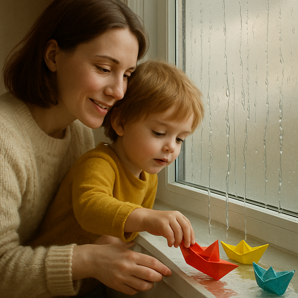 Rainy Window Paper Boats Paint by numbers kits