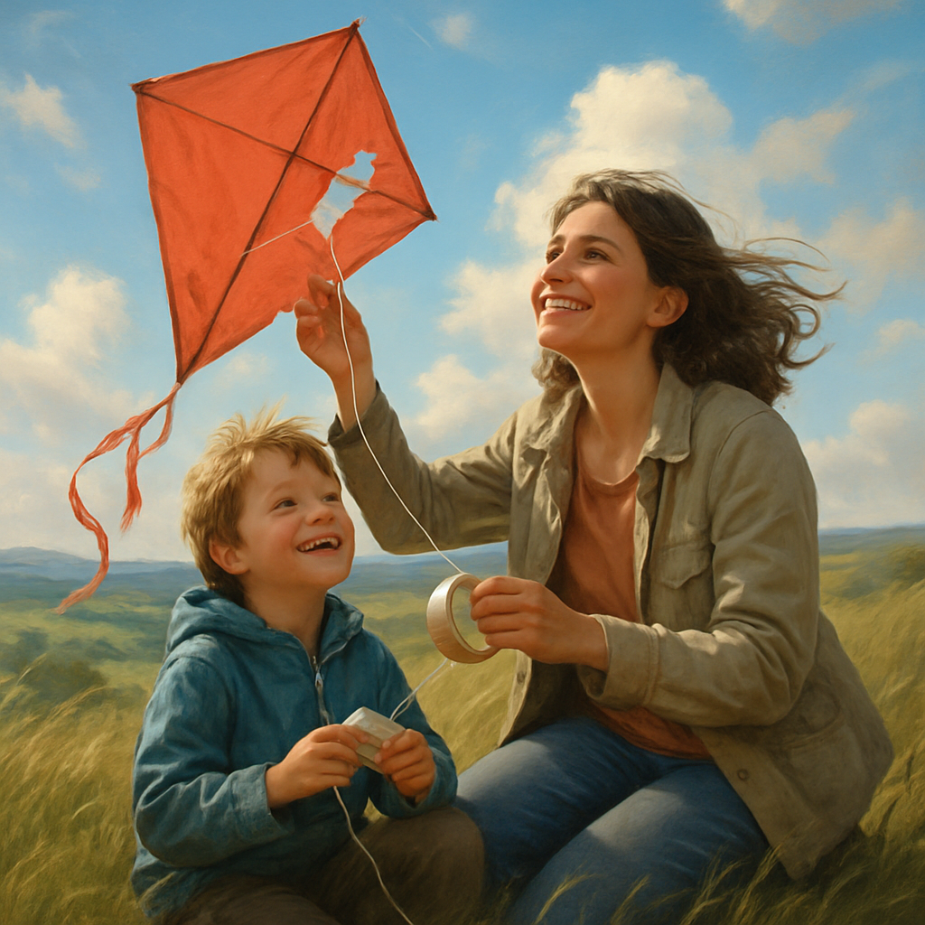 Mother And Child Kite Repair Numbered painting kits
