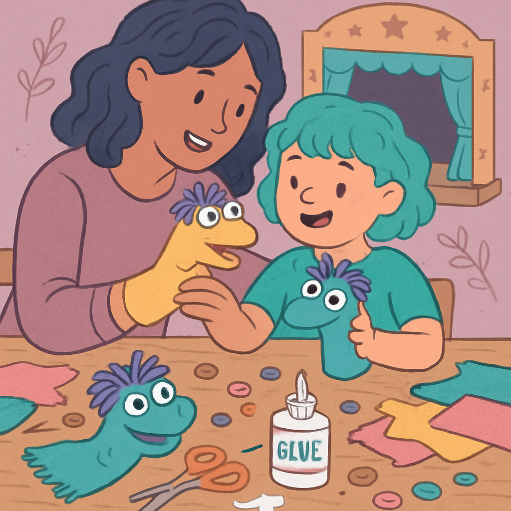 Mother And Child Puppet Making paint by numbers