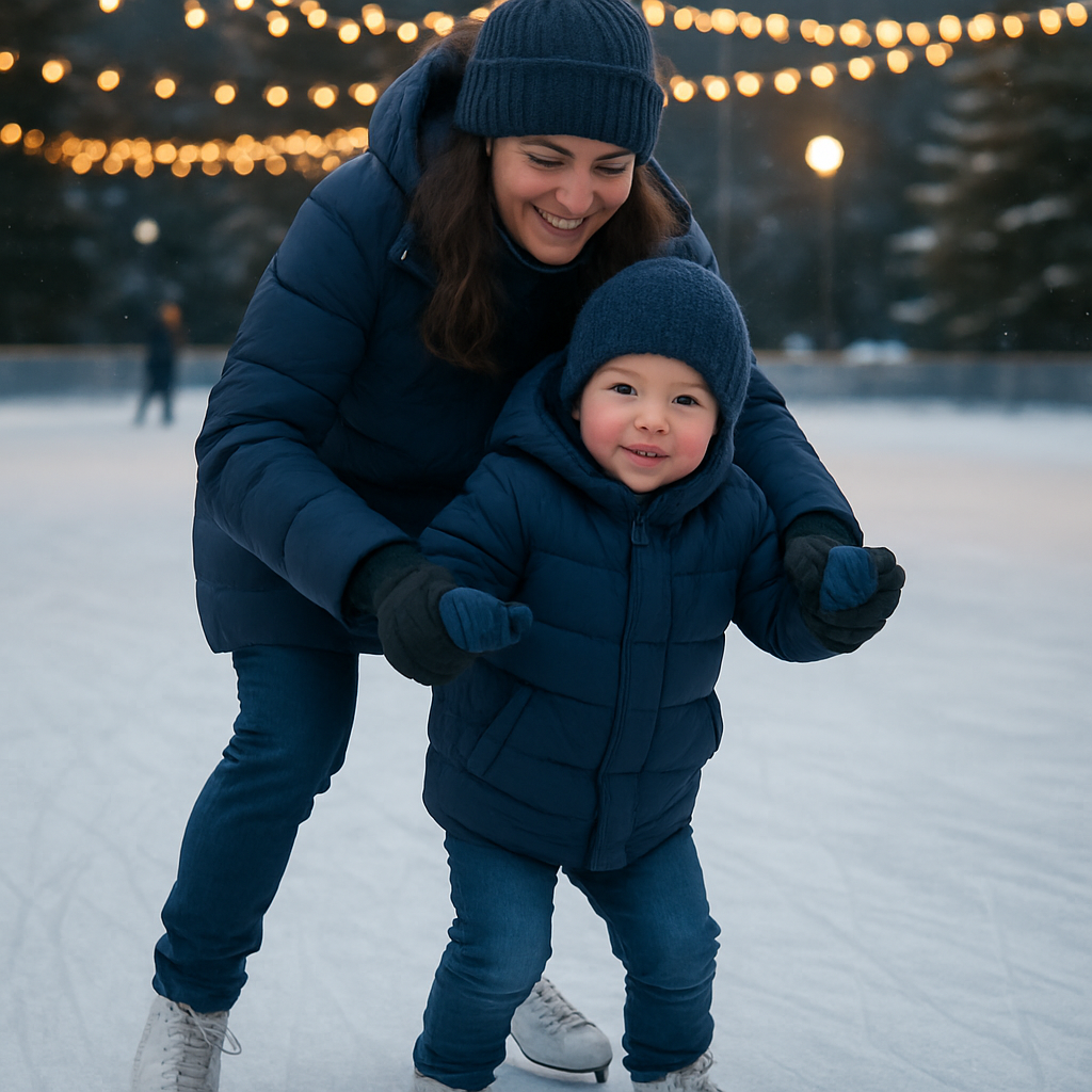 Mother And Child Ice Skating Hold paint by color