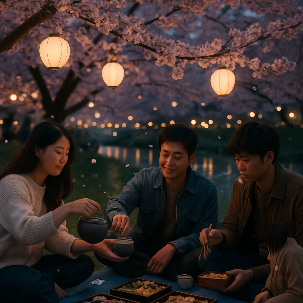 Hanami Evening River Picnic Paint by numbers kits