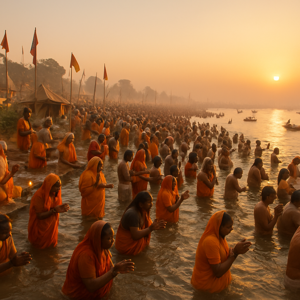 Kumbh Mela Pilgrimage At Sangam paint by color