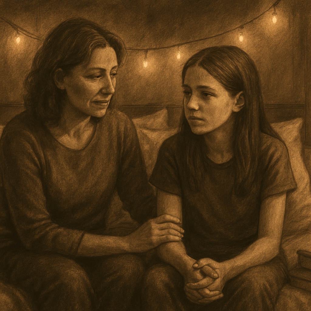 Mother And Teen Late Night Chat Number painting
