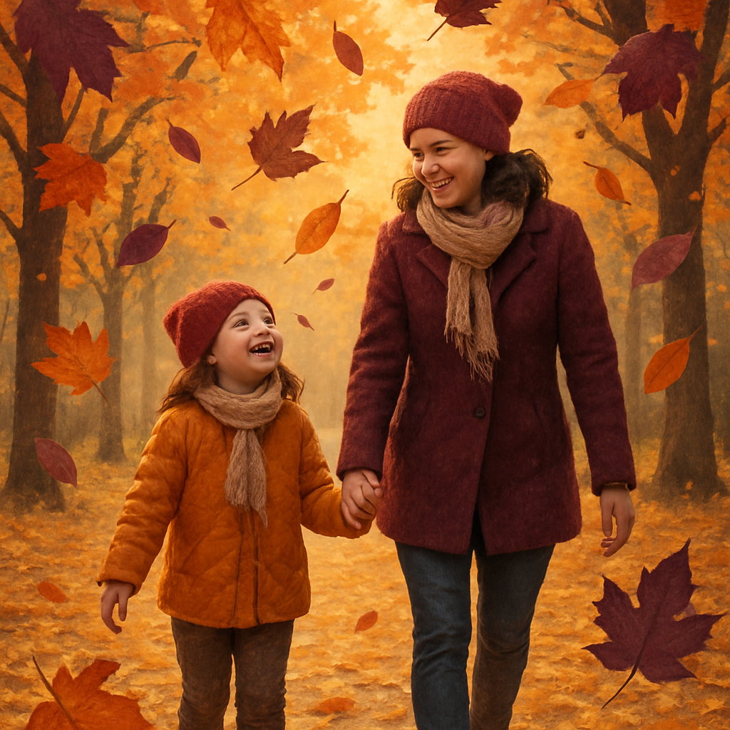 Holding Hands Through Parade Of Leaves paint by numbers