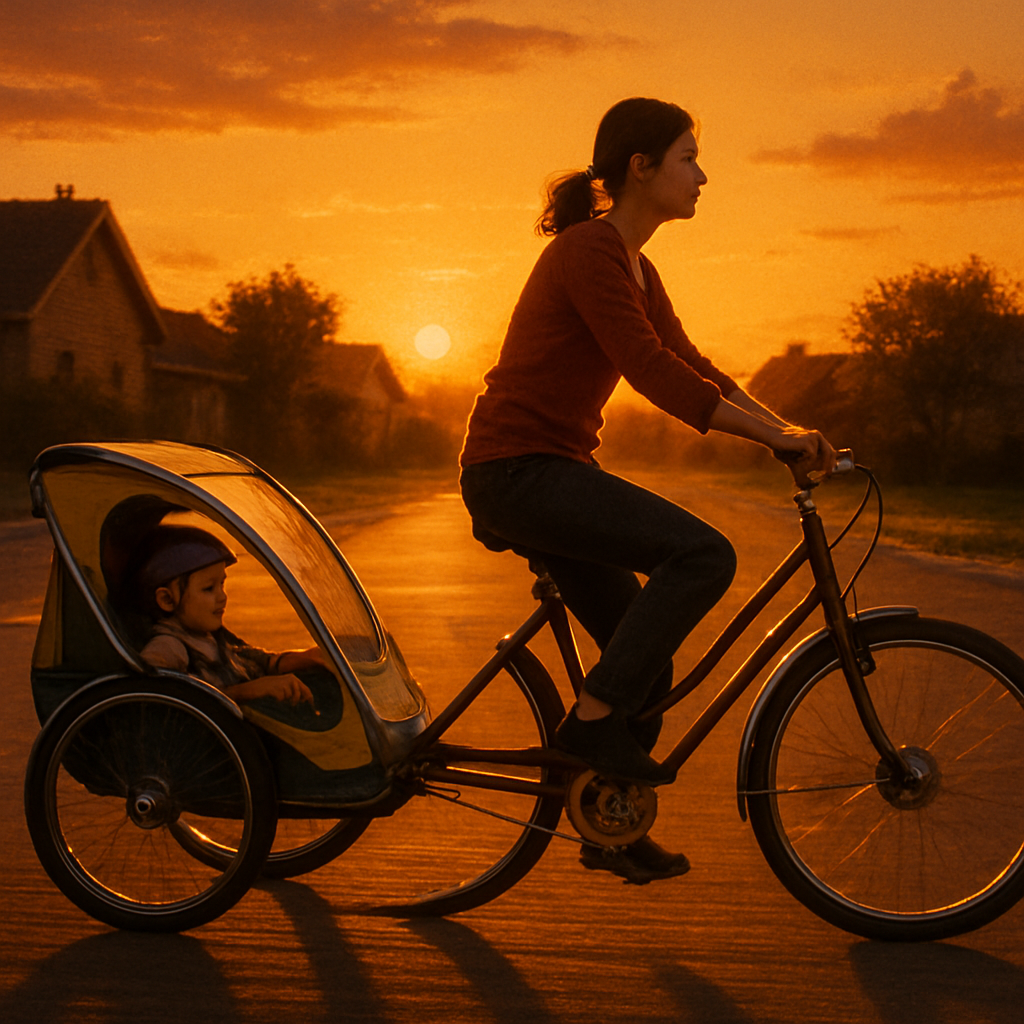 Bicycle Trailer Sunset Commute Paint by numbers kits