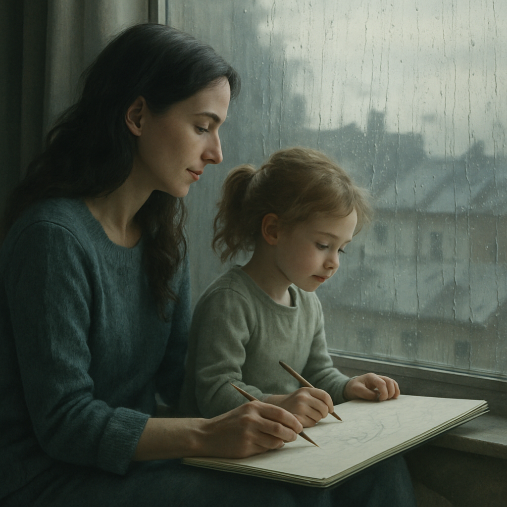 Window Seat Rainy Day Drawing Number painting