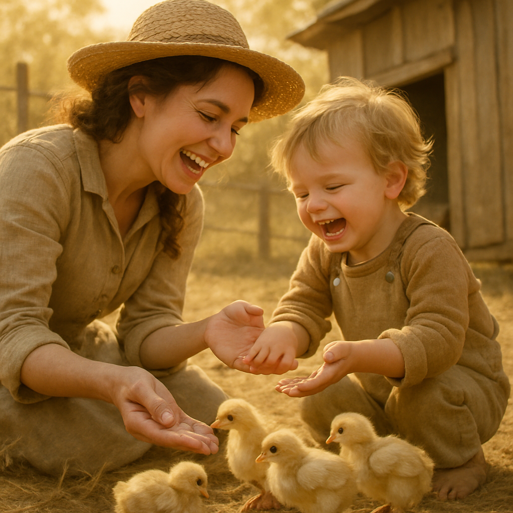 Barnyard Morning Feeding Chicks paint by numbers