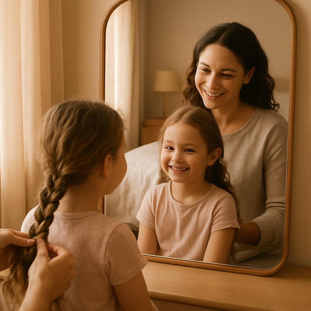 Morning Mirror Hair Braiding Painting by numbers kit