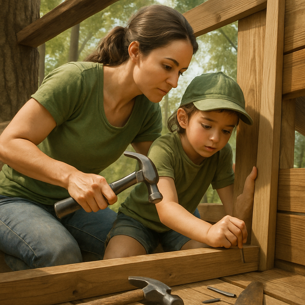 Backyard Treehouse Building Paint by numbers art