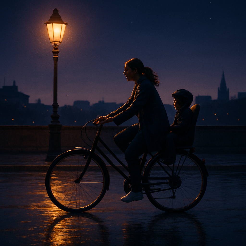 Evening Bike Lantern Commute Number painting