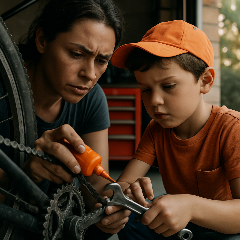 Helping With Bicycle Chain Fix Number painting