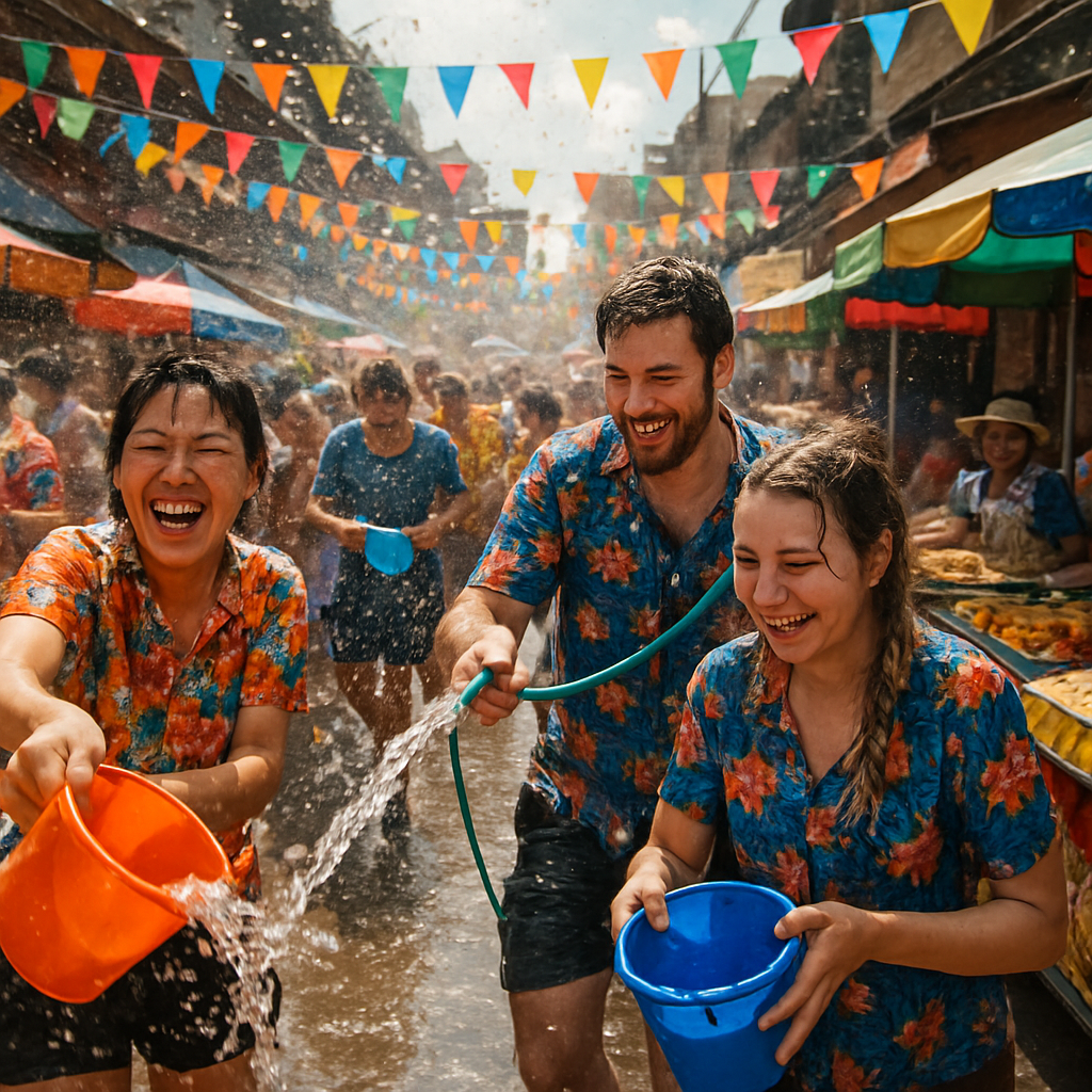 Songkran Water Festival In Bangkok Painting by numbers kit