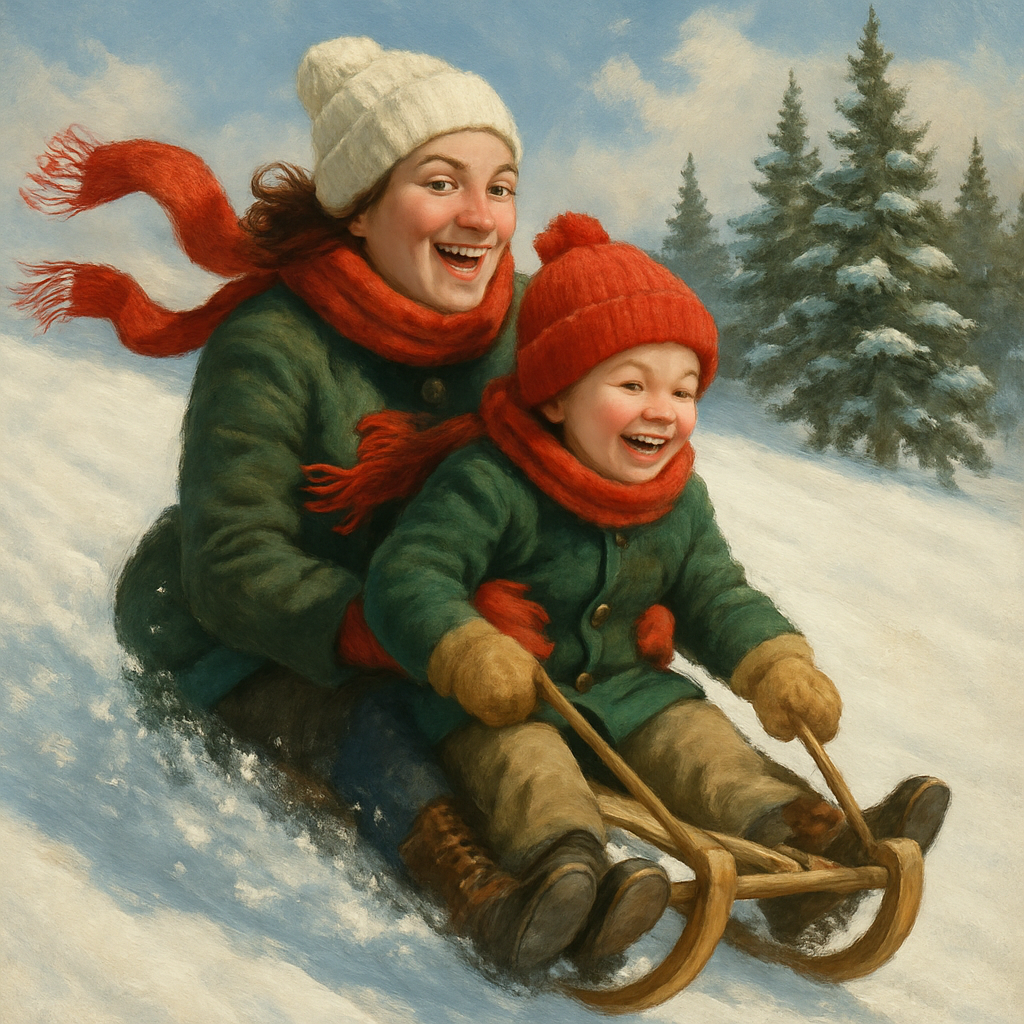 Snowy Sled Lane painting number kit