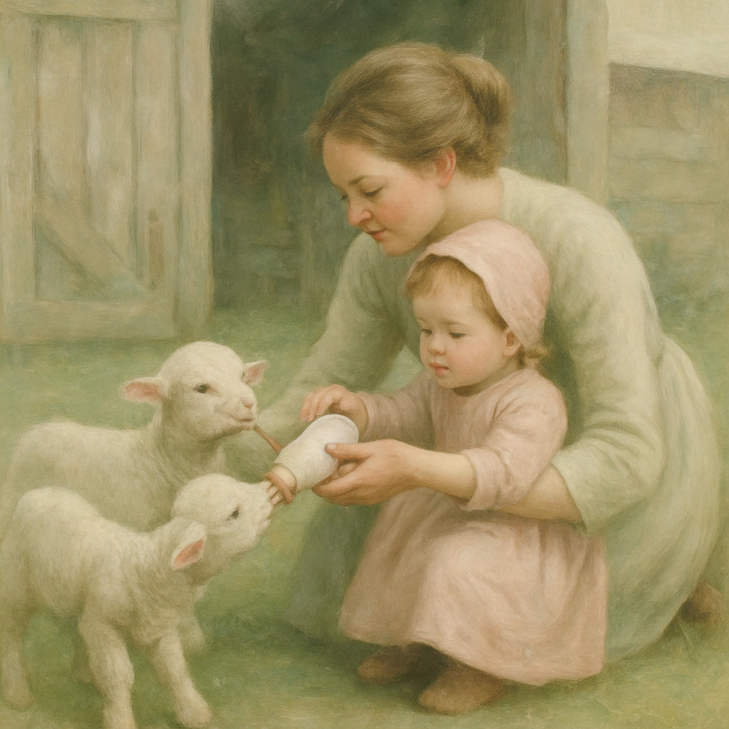 Farm Visit Feeding Lambs DIY paint by numbers