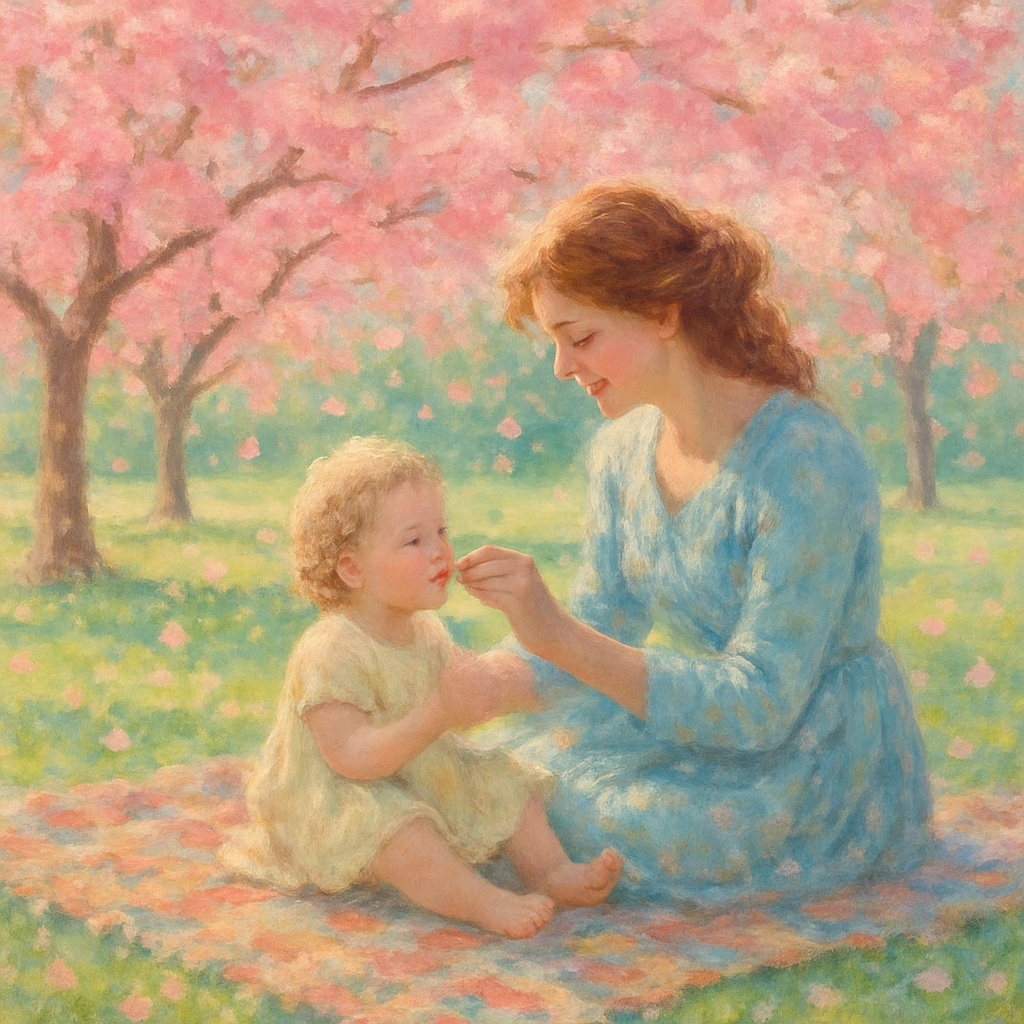 Picnic Under Cherry Blossoms Paint by numbers art