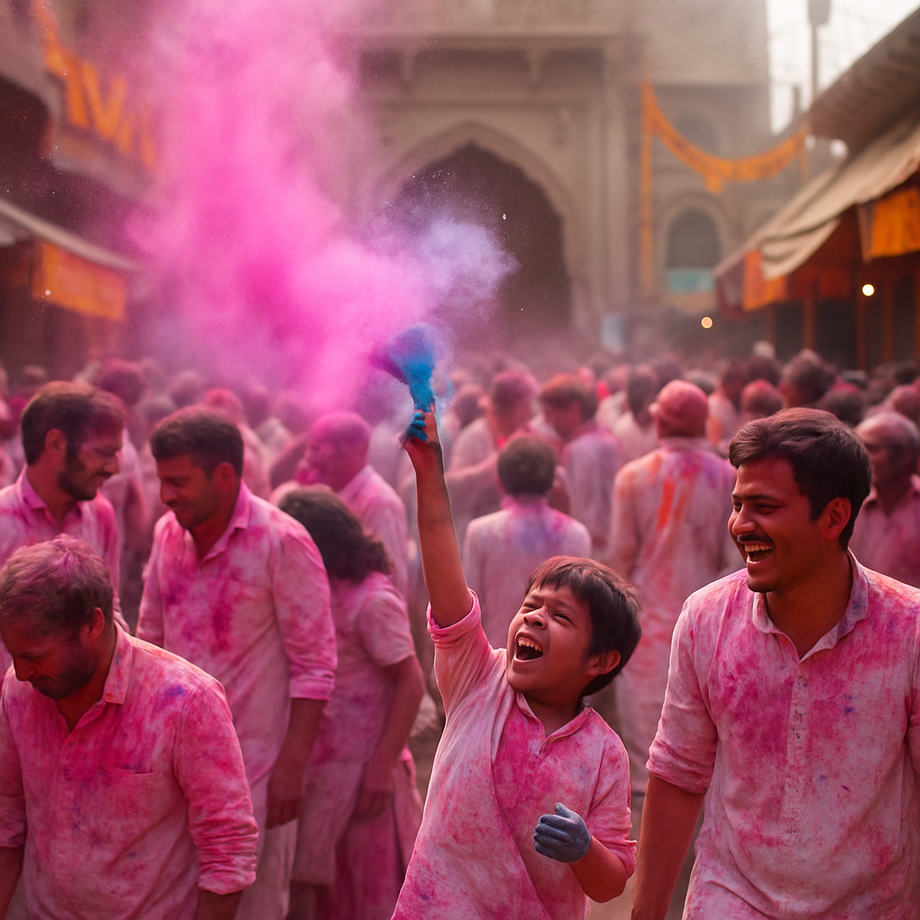 Holi Streets Of Mathura paint by color