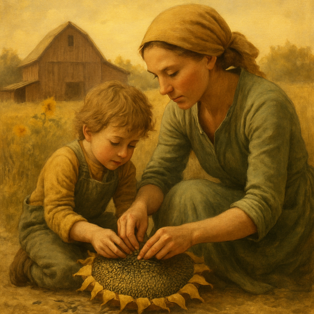 Harvesting Sunflower Seeds paint by color