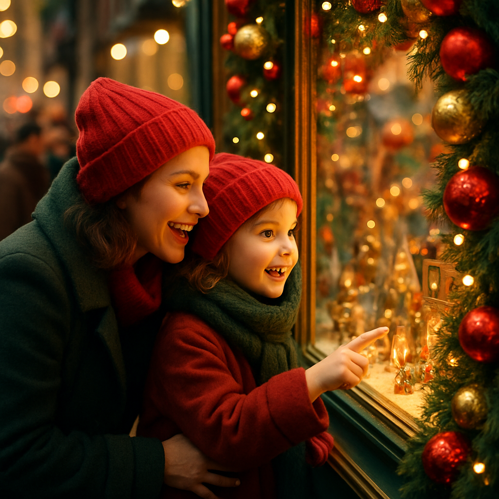 Mall Window Holiday Shopping Number painting